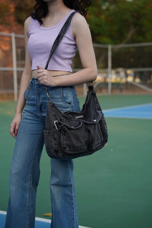 Sky - Stonewashed Black Denim Bag