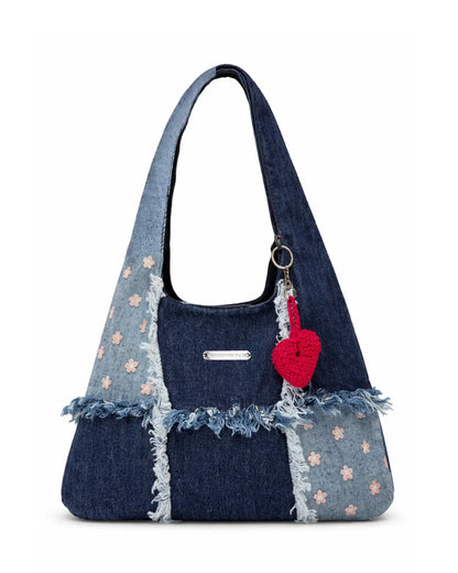 Mosaic Flowered - Denim Slouch Shoulderbag